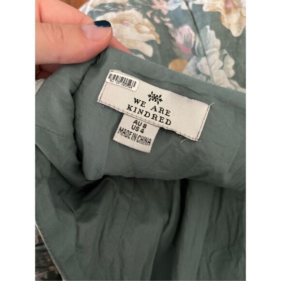 We Are Kindred Isobel Linen Gathered Sweetheart Midi Dress SZ 4 Floral Feminine - Picture 9 of 11